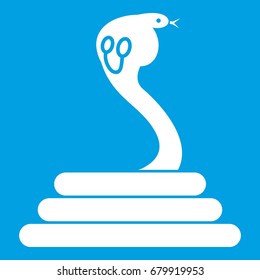 Cobra icon white isolated on blue background vector illustration