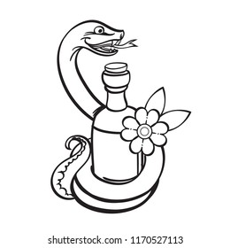 Cobra illustration for coloring. Template for tattoo.