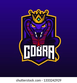 cobra is the king of poisonous snakes with sharp teeth and has a crown on his head and a purple color