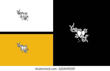 cobra with leaf and knife vector illustration outline design