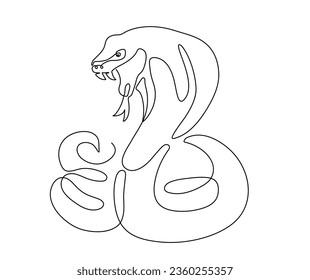 Cobra line concept. Minimalist creativity and art. Snake and tropical animal and wizzard. Fauna and wild life. Template and layouy. Linear flat vector illustration isolated on white background