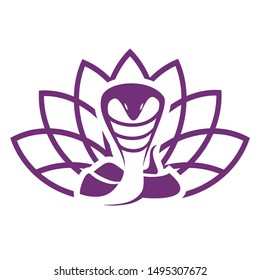cobra line with lotus logo design template