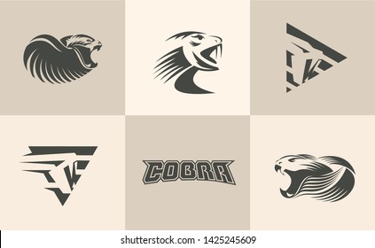Cobra logos set. Vector for business