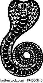 Cobra, poisonous snake, black stencil