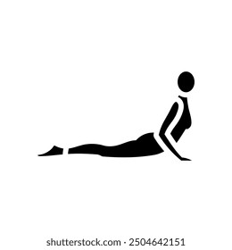 cobra pose bhujangasana yoga glyph icon vector. cobra pose bhujangasana yoga sign. isolated symbol illustration