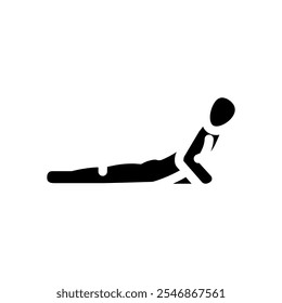 cobra pose bhujangasana ioga glifo ícone vetor. cobra pose bhujangasana ioga sinal. símbolo isolado ilustração