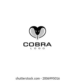 Cobra, serpent, viper logo vector. Heart shaped snake logo concept