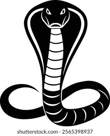  Cobra silhouette isolated on white background. Black cobra sign vector illustration design