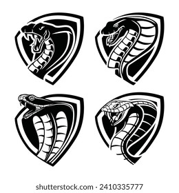 Cobra Silhouette Set Vector Logo Design Black and White