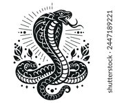 Cobra silhouette. Vector template for tattoo. White background.
