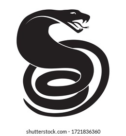 Cobra silhouette. Vector template for tattoo. White background.
