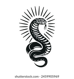 Cobra silhouette. Vector template for tattoo. White background.
