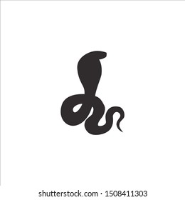 Cobra sits, raised its head, vector illustration, flat silhouette

