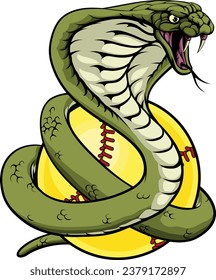 A cobra snake animal softball sports team cartoon mascot