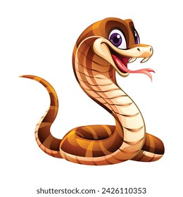 Cobra snake cartoon vector illustration isolated on white background