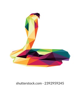 Cobra Snake in Colorful Polygon Abstract Vector. Low Poly Icon of snake. Cobra in Colorful Abstract icon