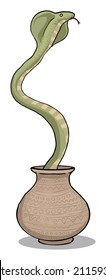 Cobra snake coming out of a jug, vector illustration