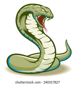 Cobra Snake curled and ready to strike showing fangs and tongue svg