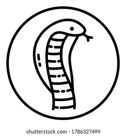 Cobra Snake Flat Icon Isolated On White Background