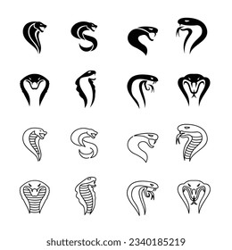 Cobra Snake icon design illustration set collection