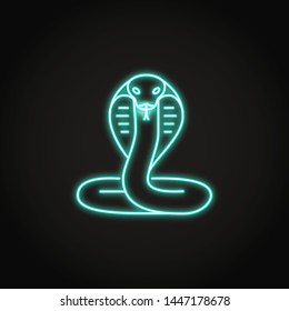 Cobra snake icon in glowing neon style. Poisonous reptile symbol. Vector illustration.