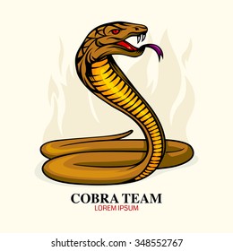 Cobra snake icon, mascot, comic, vector illustration.