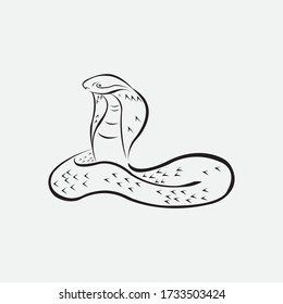 Cobra snake illustration of black line vector design