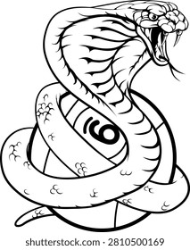 Cobra snake nine ball pool sports mascot holding a 9 ball cartoon illustration