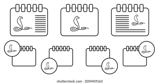 Cobra snake one line vector icon in calender set illustration for ui and ux, website or mobile application
