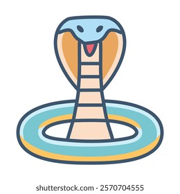 Cobra snake vector illustration. Blue and brown cobra snakes on white background.