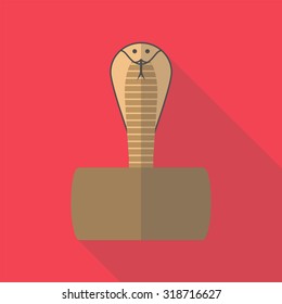 Cobra snake. Vector illustration long shadow flat icon