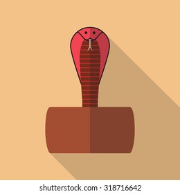 Cobra snake. Vector illustration long shadow flat icon