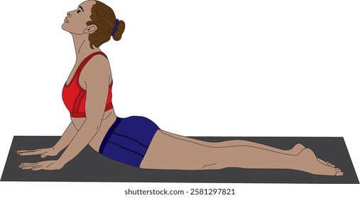 Cobra stretch yoga pose fitness exercise vector