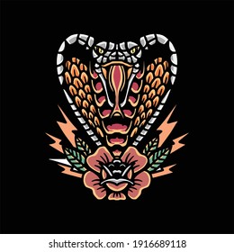 cobra and thunder tattoo vector design