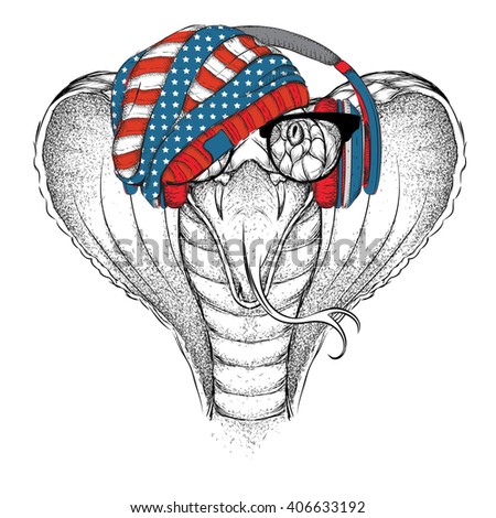 Cobra in a USA hat. Vector illustration