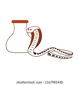 Cobra and vase wild animal red lines