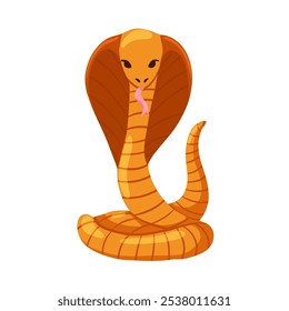 Arte vetorial Cobra. Cobra cobra laranja. Ícone de desenho à mão de desenho animado. Design do logotipo. Ilustração vetorial de fundo branco isolado.