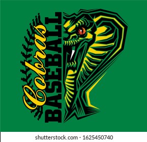 cobras baseball team design with half mascot for school, college or league