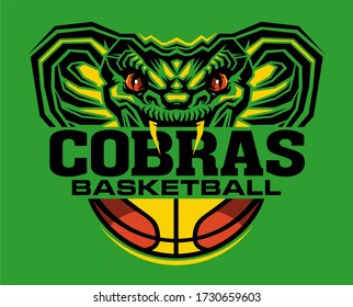 cobras basketball team design with half mascot for school, college or league