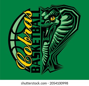 cobras basketball team design with half mascot for school, college or league