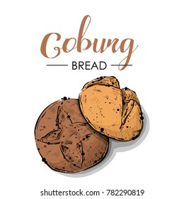 Coburg bread drawing. Sketch style. Vector.