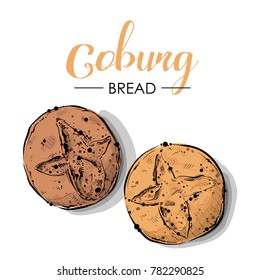 Coburg bread drawing. Sketch style. Vector.