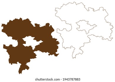 Coburg district (Federal Republic of Germany, rural district Upper Franconia, Free State of Bavaria) map vector illustration, scribble sketch Coburg map