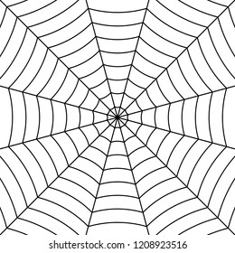 Cobweb background with black interwoven threads of a spider, vector symmetrical pattern spider web for Halloween