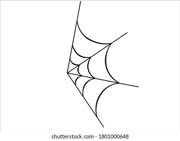 Cobweb - black vector silhouette for pictogram or logo. Half of the spider web is a sign or icon. Spider web