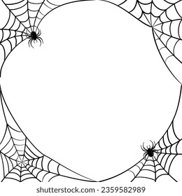 Cobweb collection isolated on white background. Line art. Gossamer. Spiderweb outline sign. Black and white vector illustration.