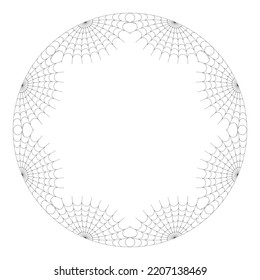 Cobweb Frame. Halloween Spider Web Round Border. Vector Illustration.