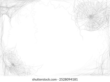 Quadro de teia de cobra com emaranhado e intrincado teia de aranha, ilustração realista. Borda assustadora por aracnídeo, decoração para Halloween ou tema gótico, teia de aranha em bordas feriado projetando