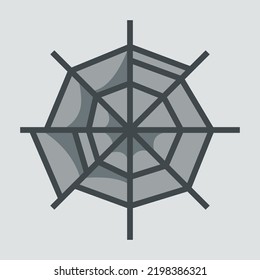 Cobweb front view. Halloween design element in cartoon style.