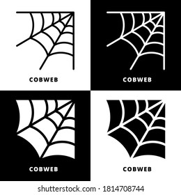 Cobweb Halloween Icon Line Style. Spiderweb Horror Vector Illustration. Spider Cartoon Symbol Icon Glyph